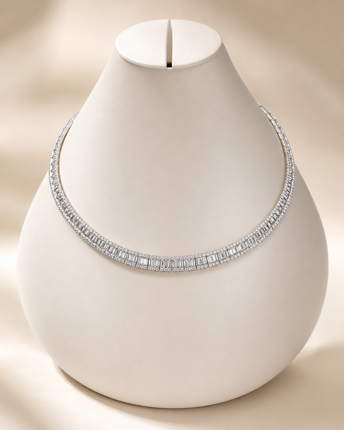 18K white gold and diamond custom collar necklace