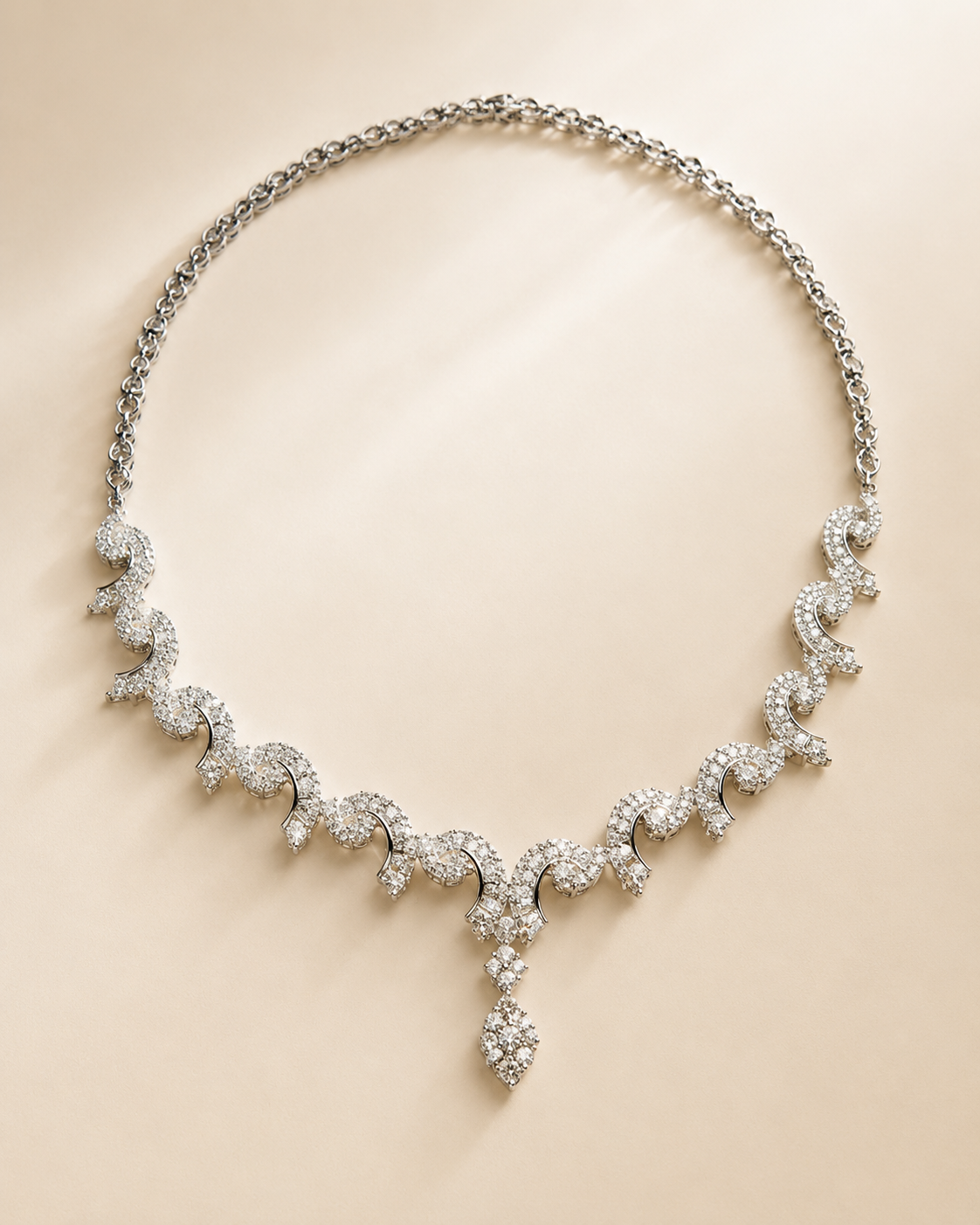 18K white gold and diamond custom necklace