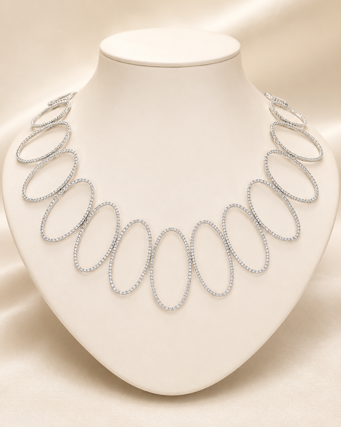 18K white gold and diamond open-loop custom necklace