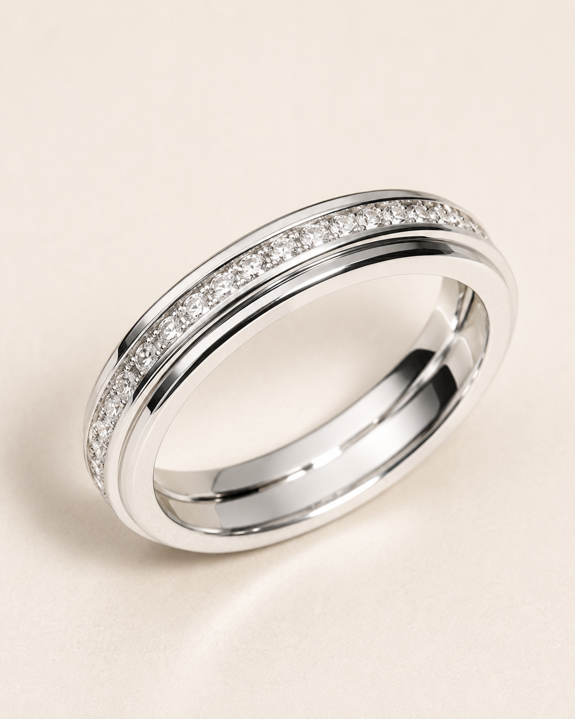 18K white gold and diamond custom band ring